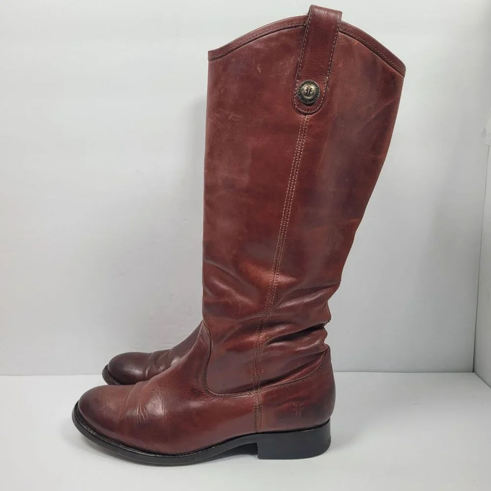 Frye Melissa Button Tall Knee Pull On Women's Brown Boots 77167 US Size 7.5B - Picture 2 of 15